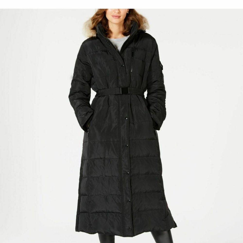 MICHAEL KORS MK Women's Black Heavy Hooded Down Long Puffer Jacket Coat 3X
